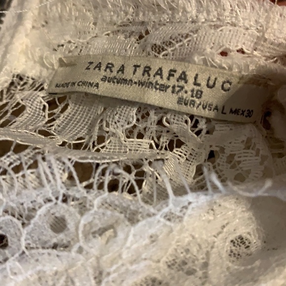 Zara cream lace zipper top size L NWOT - Picture 2 of 4